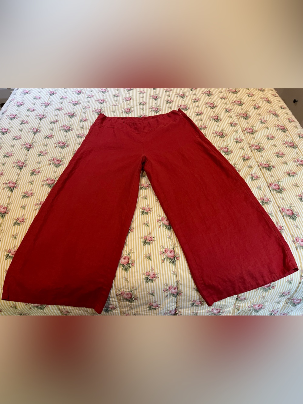 EILEEN FISHER Linen wide leg cropped pants (Medium) - Picture 2 of 7